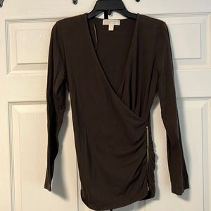 Michael Kors brown faux wrap style top